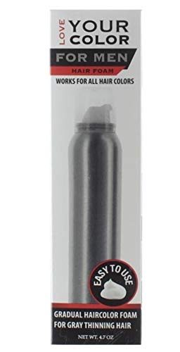 Hair Foam Gradual Haircolor Foam for Men for Gray Thinning Hair for All Hair Types by Love Your Color, 4.7 Oz